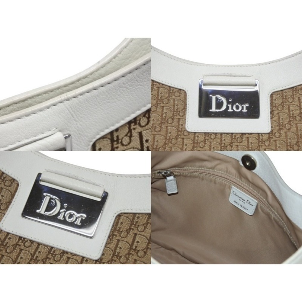 Christian Dior Street Chic Trotter One Shoulder Hobo Bag Brown White Canvas - Picture 10 of 10
